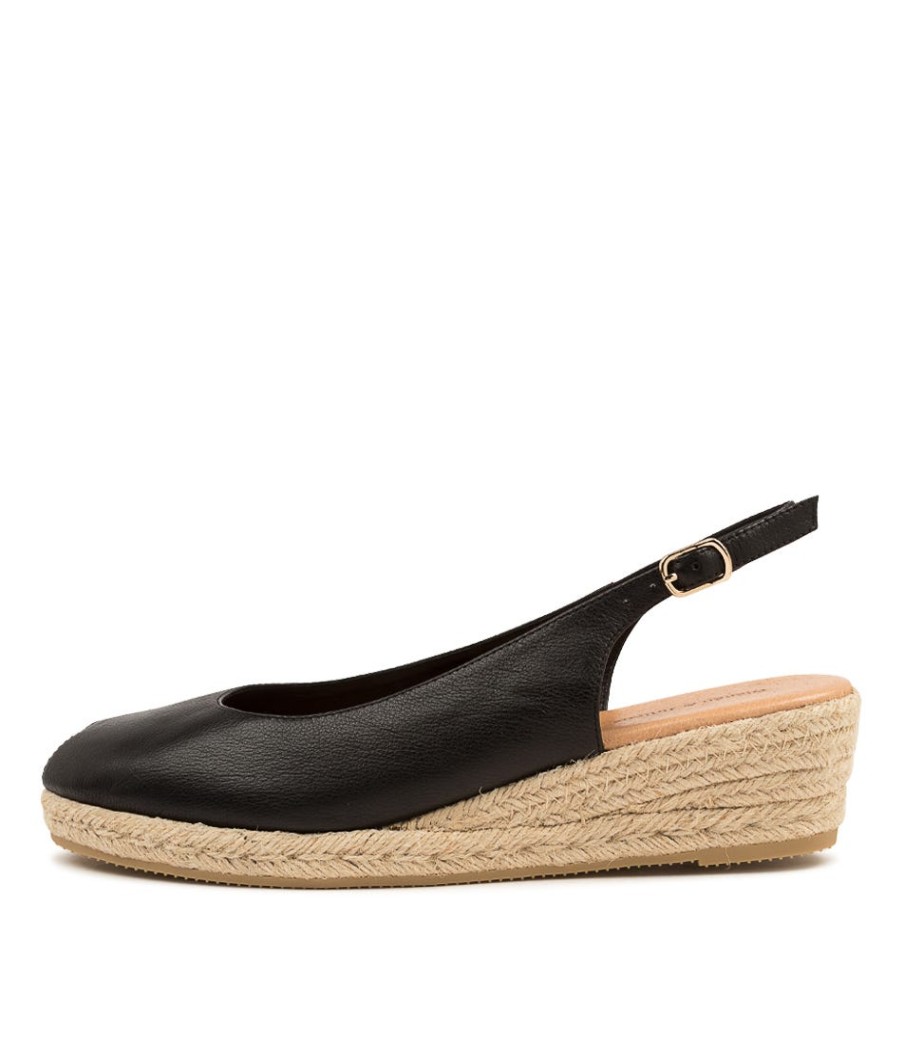 DJANGO & JULIETTE Saniarly Lrg Blk Leather | Espadrilles
