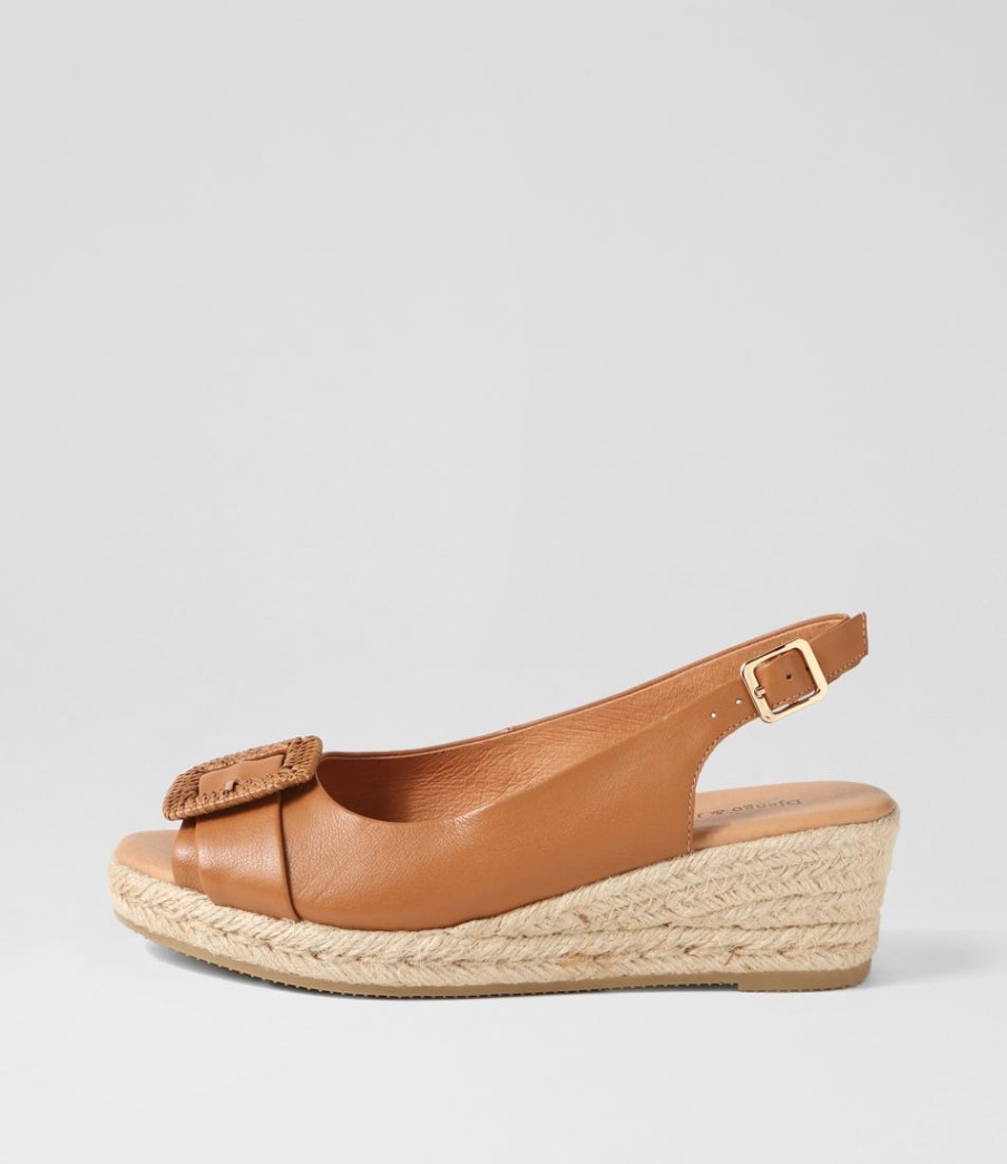 DJANGO & JULIETTE Saloso Dark Tan Natural Leather Buckle Espadrilles | Espadrilles