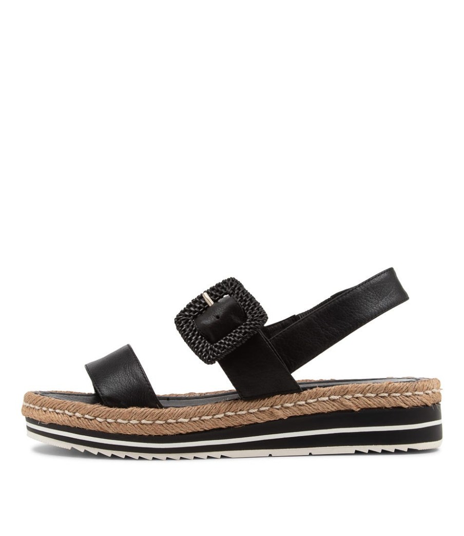 DJANGO & JULIETTE Antons Black Leather Espadrilles | Espadrilles