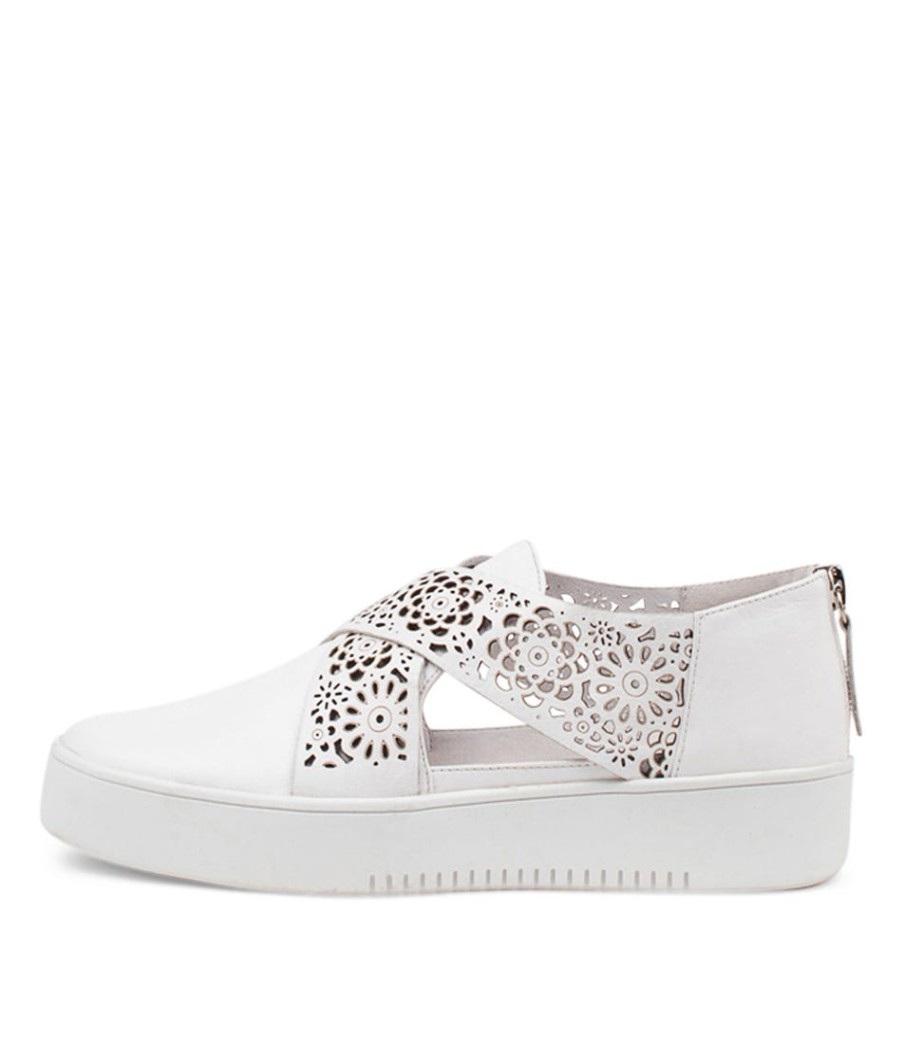 DJANGO & JULIETTE Laddes White Leather Sneakers Ws | Flats