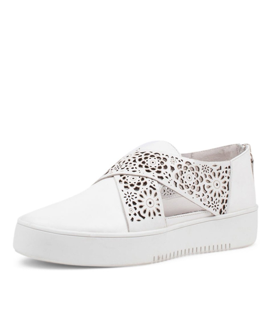 DJANGO & JULIETTE Laddes White Leather Sneakers Ws | Flats