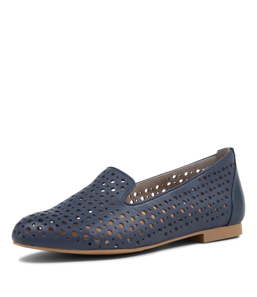 ZIERA Cindra Xf Navy Leather Loafers | Loafers