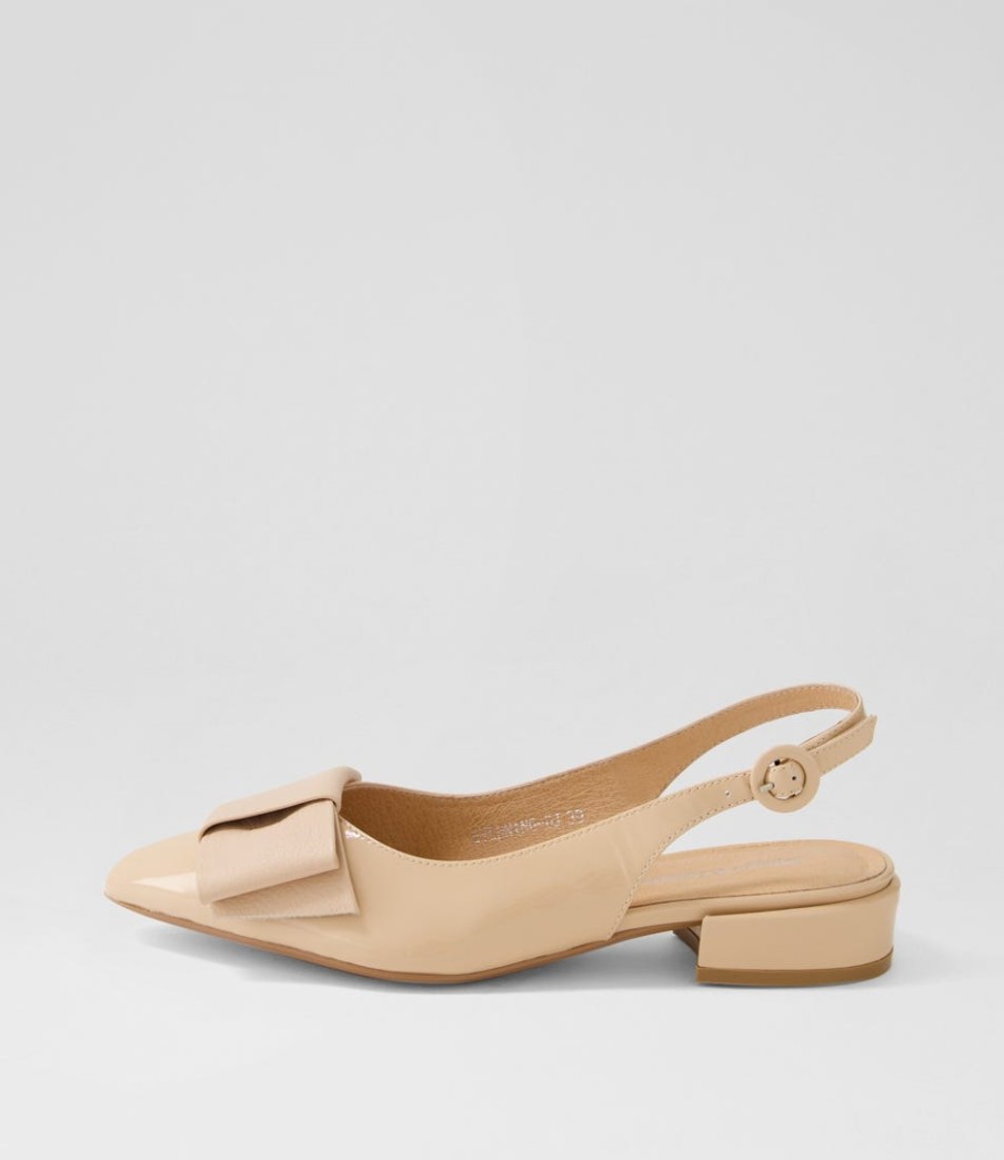 DJANGO & JULIETTE Evenning Nude Patent Leather Flat Shoes | Flats