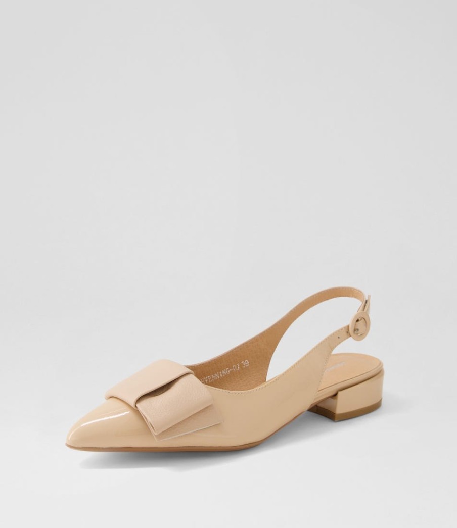 DJANGO & JULIETTE Evenning Nude Patent Leather Flat Shoes | Flats