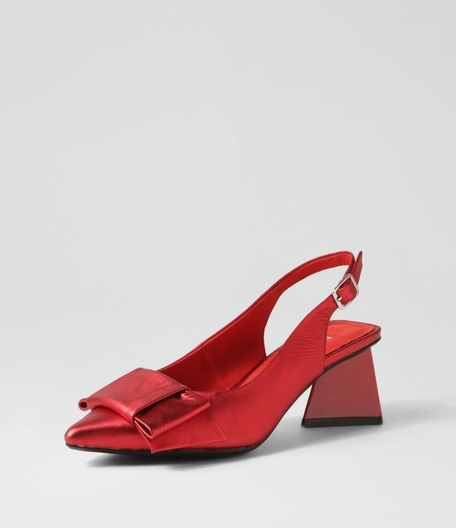 DJANGO & JULIETTE Itzel Red Satin Leather Heels | Heels