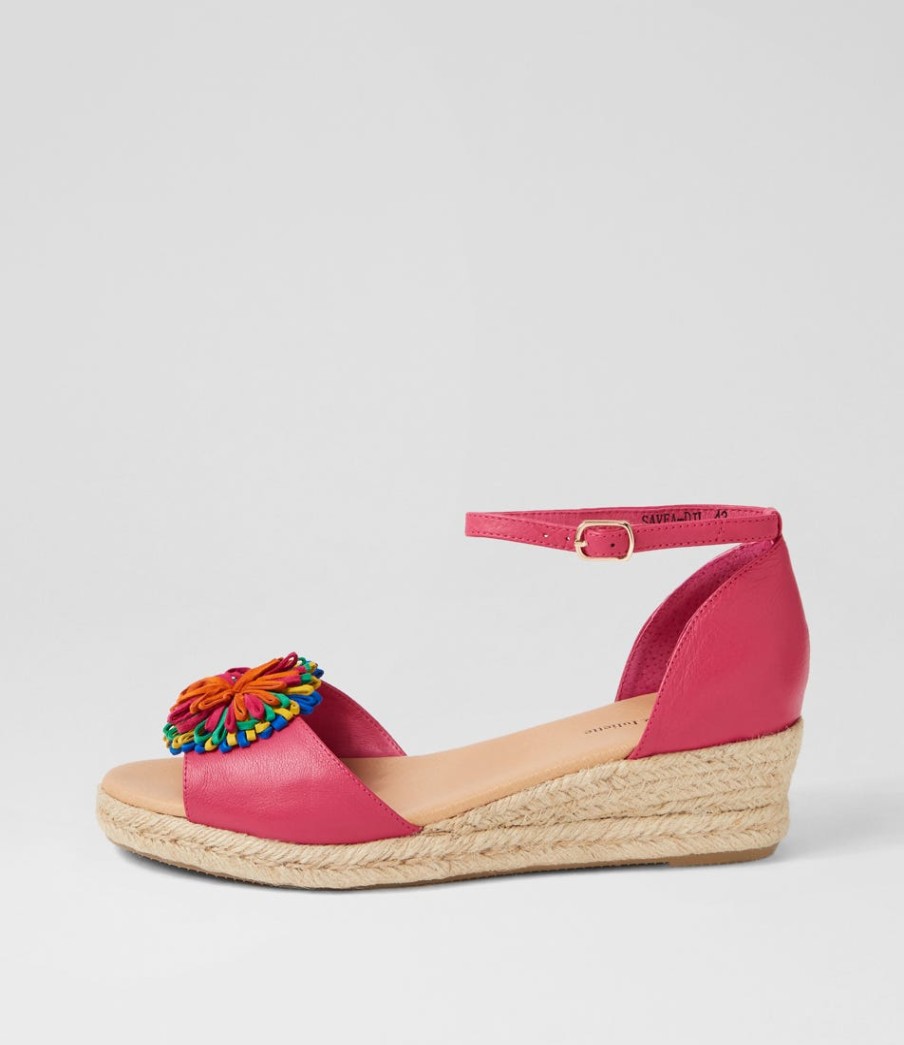 DJANGO & JULIETTE Savea Fuchsia Bright Leather Suede Espadrilles | Espadrilles
