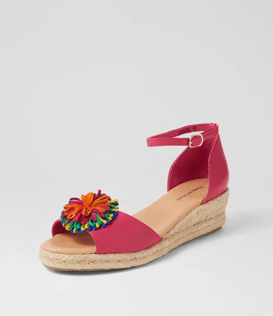 DJANGO & JULIETTE Savea Fuchsia Bright Leather Suede Espadrilles | Espadrilles