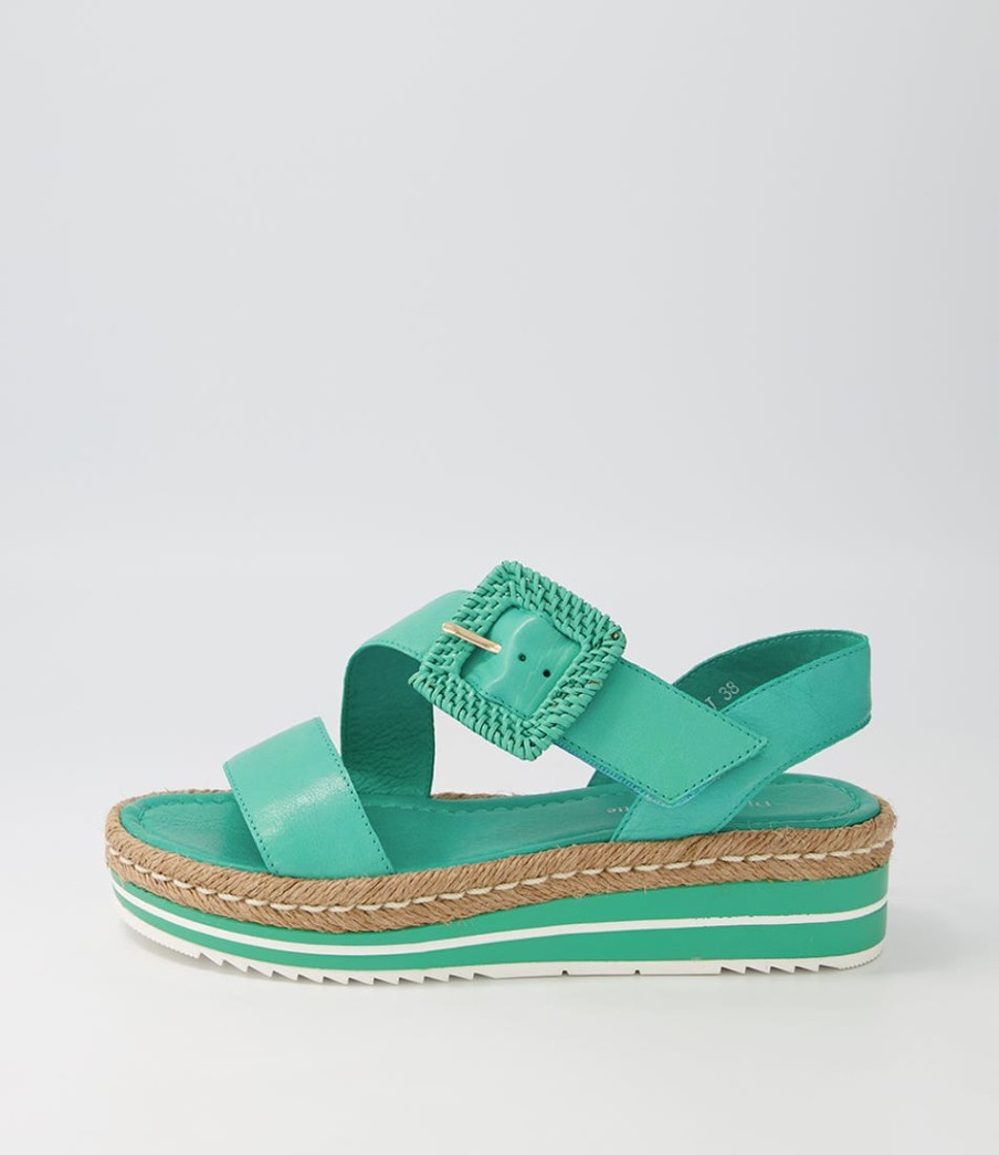 DJANGO & JULIETTE Atory Light Emerald Leather Espadrilles | Espadrilles