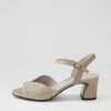 DJANGO & JULIETTE Juba Light Pewter Shimmer Leather Jewels Sandals | Heels