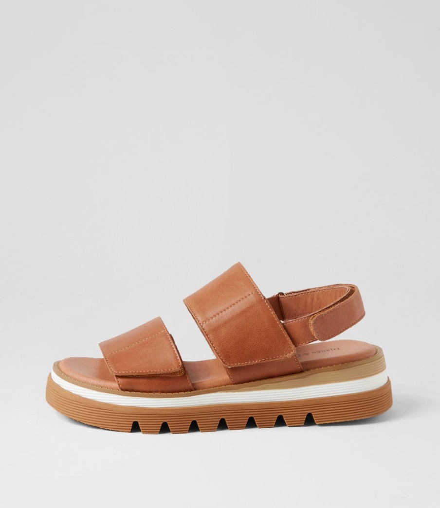 DJANGO & JULIETTE Soner Tan Leather Sandals | Wedges