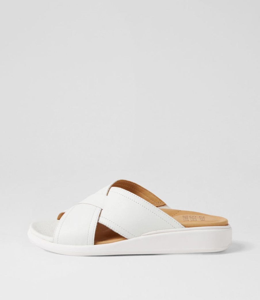 ZIERA Iyolo W White Leather Slides | Flats
