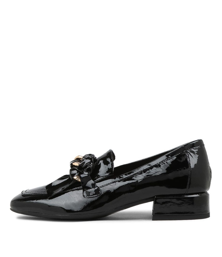 DJANGO & JULIETTE Viserys Black Shrunken Patent Heels | Loafers