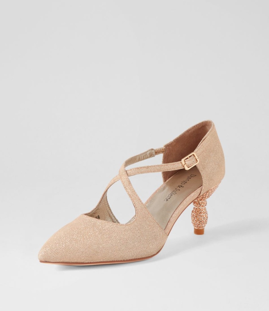 DJANGO & JULIETTE Electrik Champagne Sparkle Fabric Heels | Heels