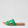 DJANGO & JULIETTE Jamel Bright Emerald Leather Slides | Flats