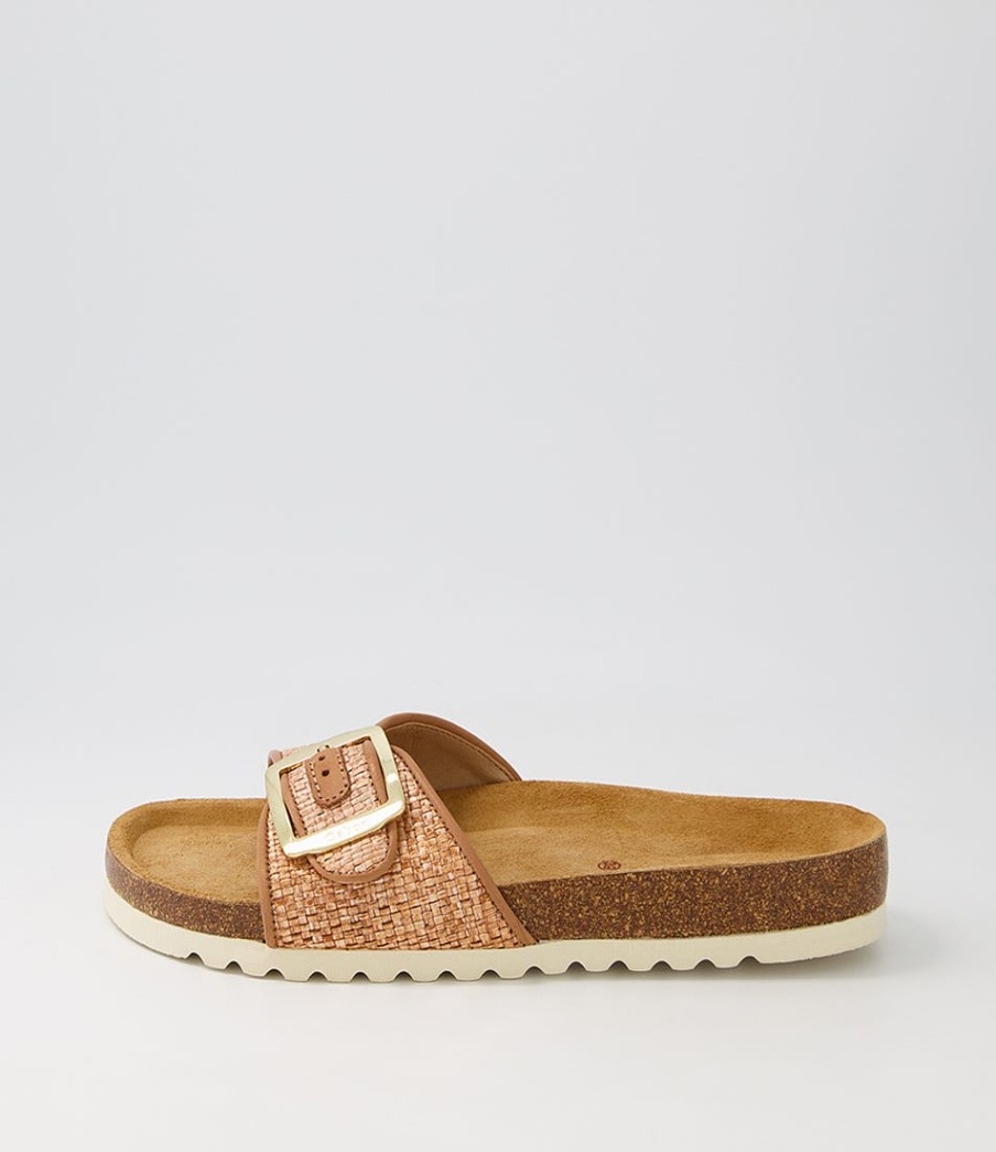 GABOR Arnell Peach Raffia Slides | Comfort