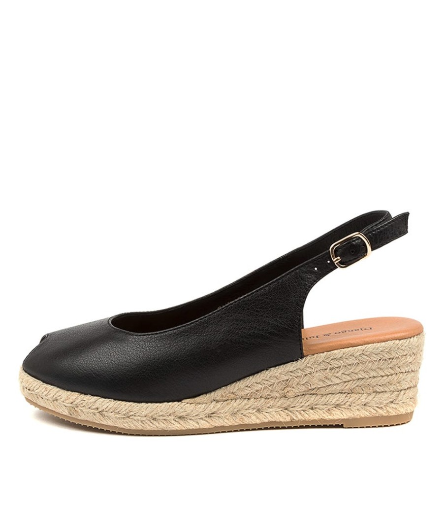 DJANGO & JULIETTE Saniarly Black Leather | Espadrilles