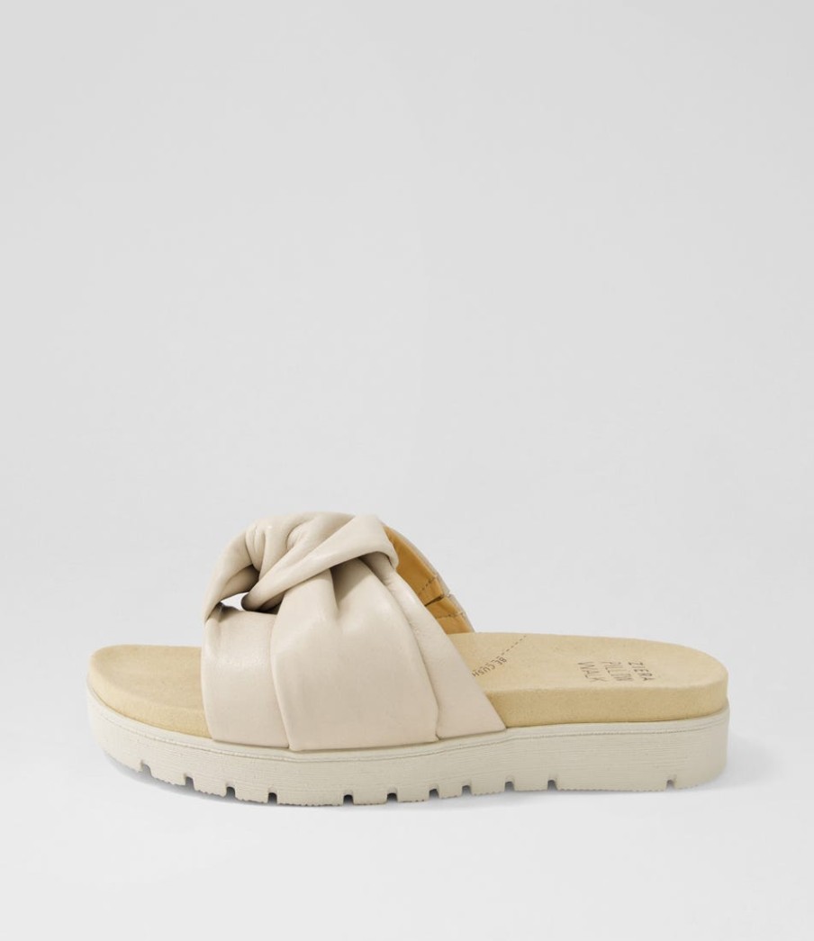 ZIERA Nulla Xw Almond Leather Slides | Flats