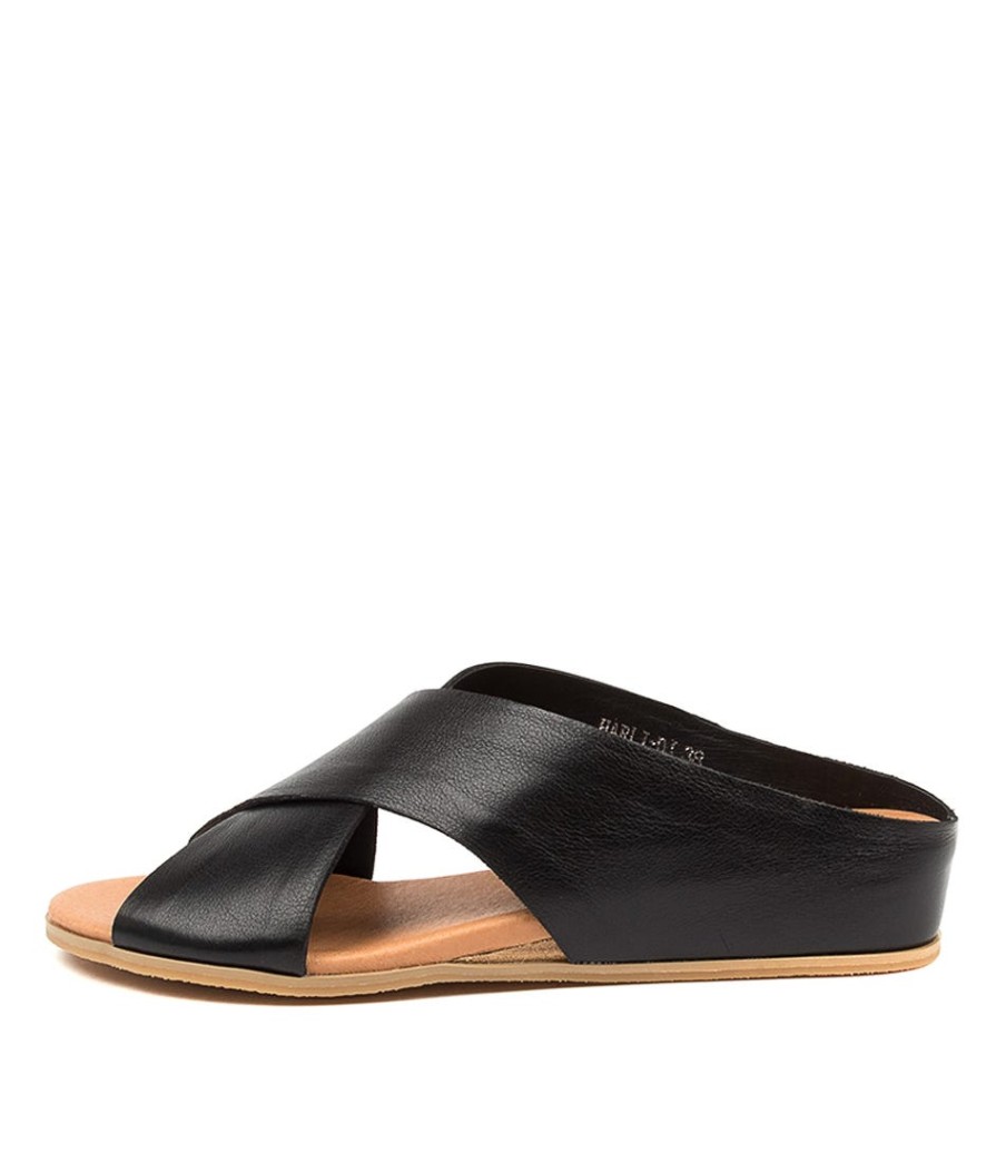 DJANGO & JULIETTE Harli Black Leather | Wedges