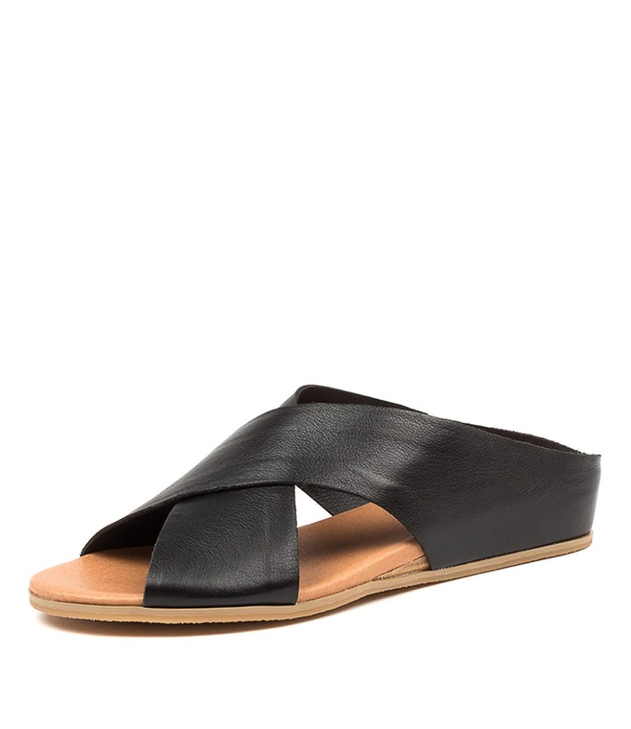 DJANGO & JULIETTE Harli Black Leather | Wedges