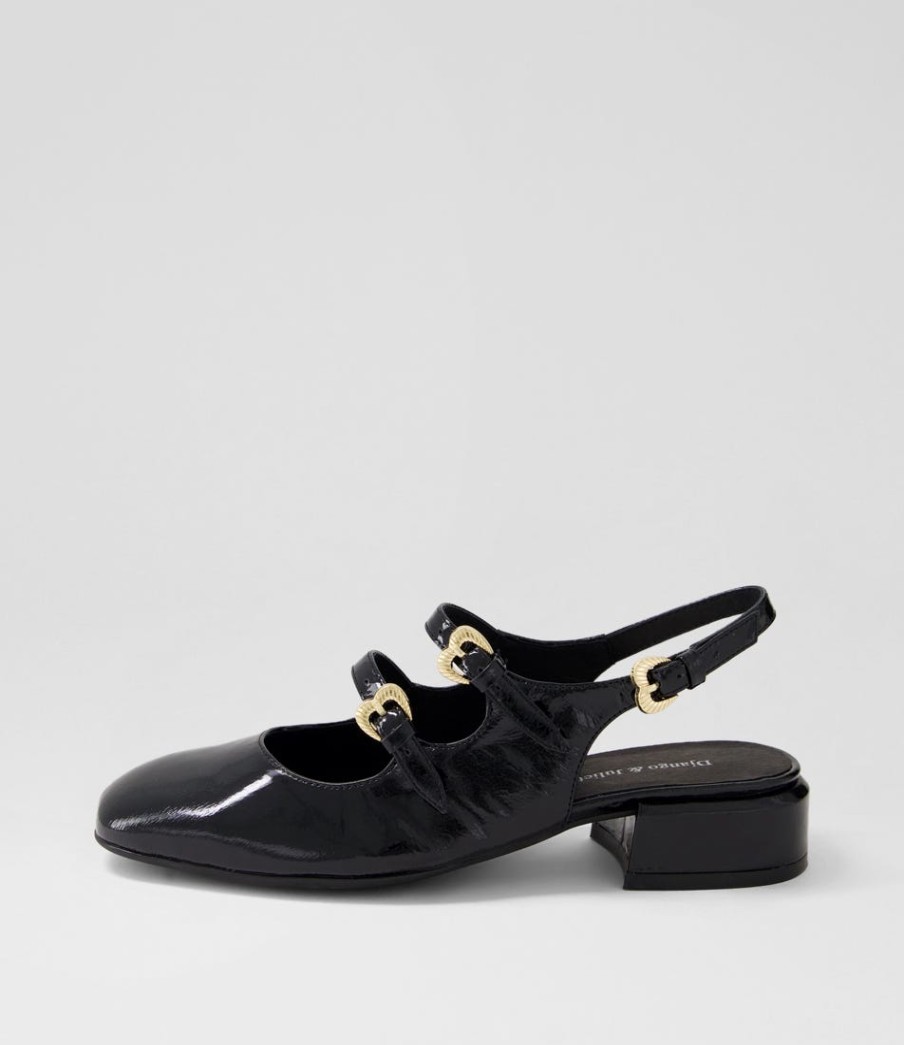 DJANGO & JULIETTE Viraz Black Patent Leather Heels | Flats