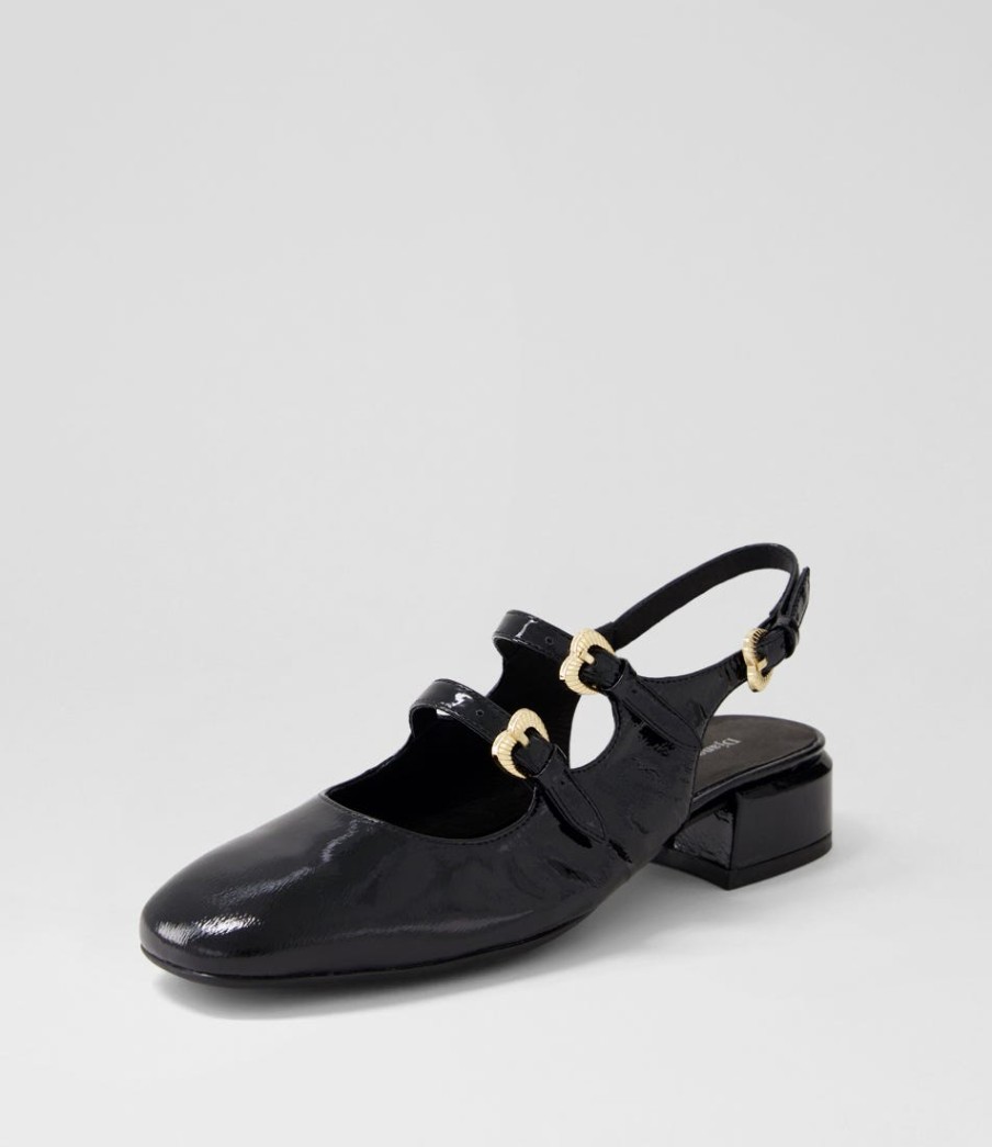 DJANGO & JULIETTE Viraz Black Patent Leather Heels | Flats
