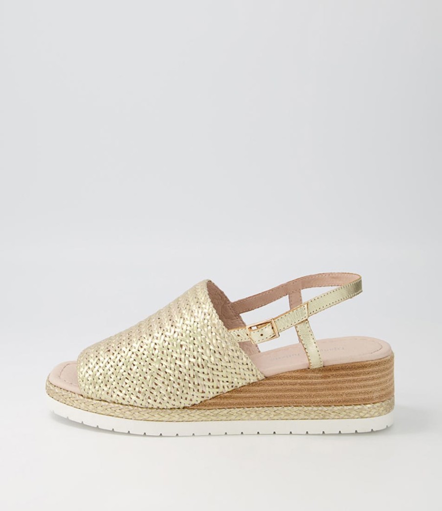 DJANGO & JULIETTE Issah Old Gold Weave Leather Espadrilles | Espadrilles