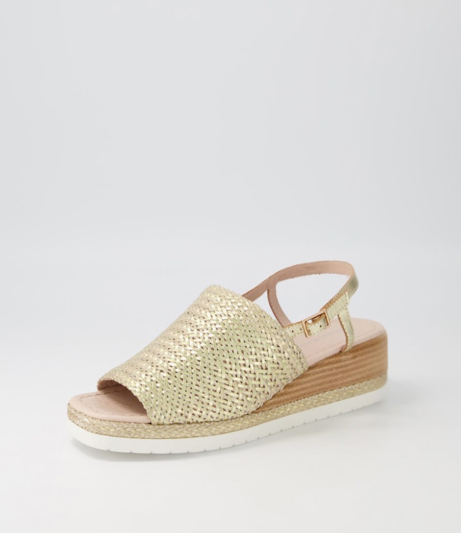 DJANGO & JULIETTE Issah Old Gold Weave Leather Espadrilles | Espadrilles