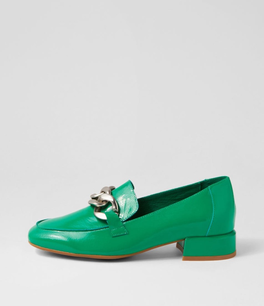 DJANGO & JULIETTE Vivandy Bright Emerald Patent Leather Heels | Loafers