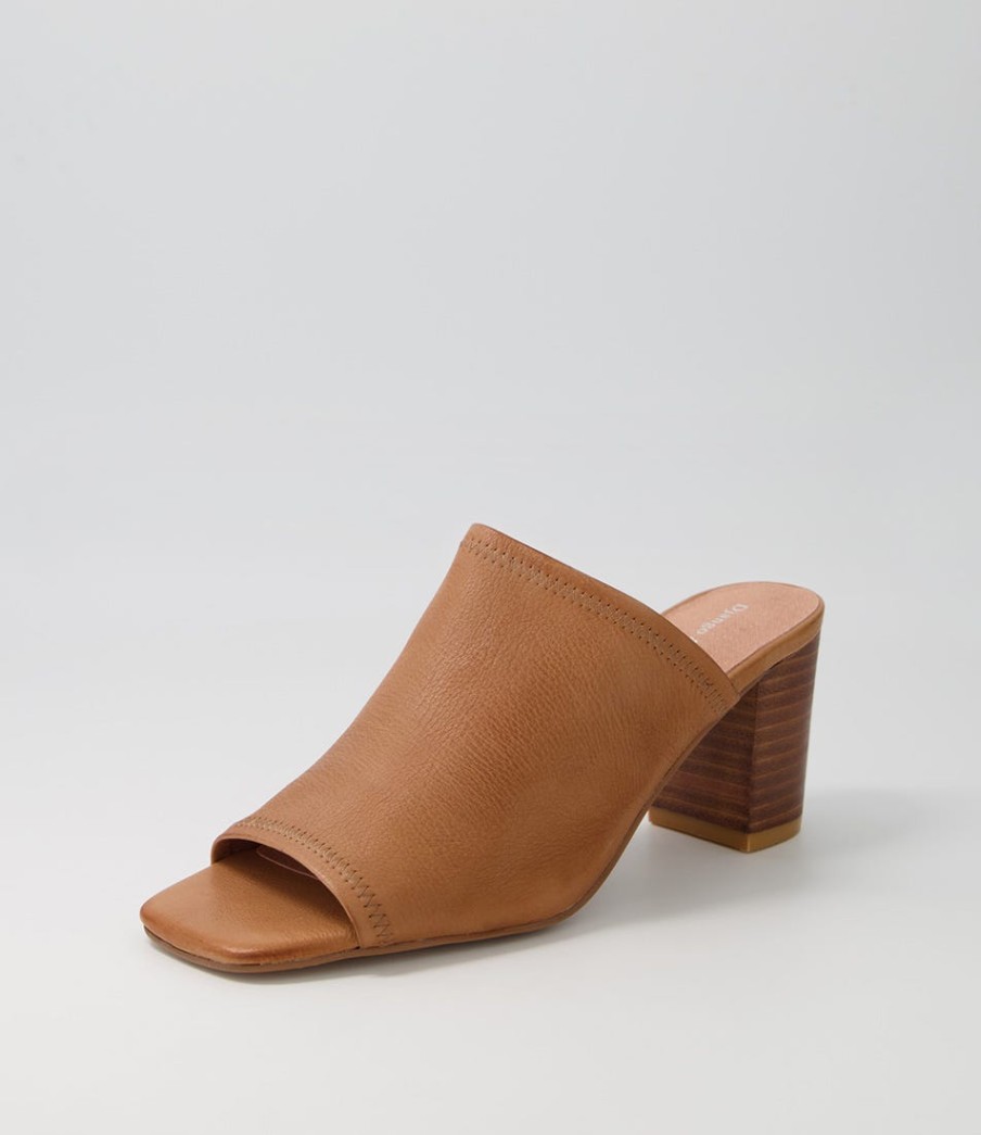 DJANGO & JULIETTE Pantry Tan Leather Mules | Heels