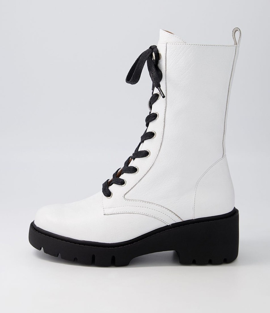 DJANGO & JULIETTE Ustern White Black Leather Calf Boots | Boots