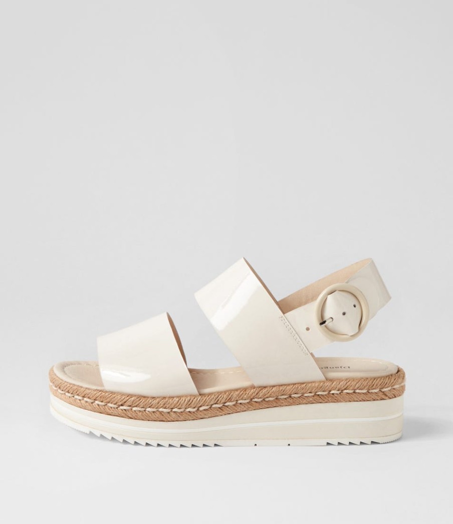 DJANGO & JULIETTE Atha Ivory Patent Leather Sandals | Espadrilles