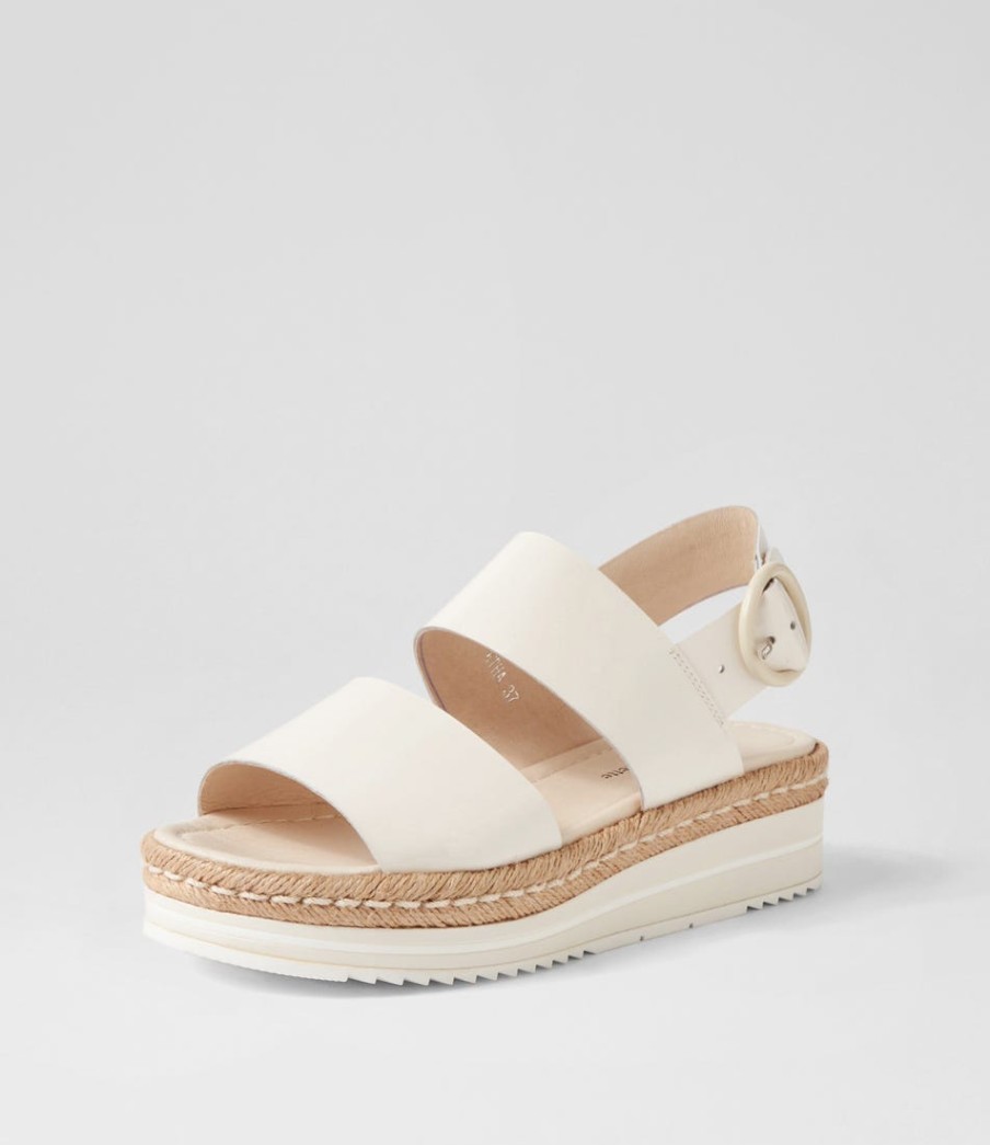 DJANGO & JULIETTE Atha Ivory Patent Leather Sandals | Espadrilles