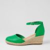 DJANGO & JULIETTE Rylen Bright Emerald Natural Rope Leather Wedges | Espadrilles