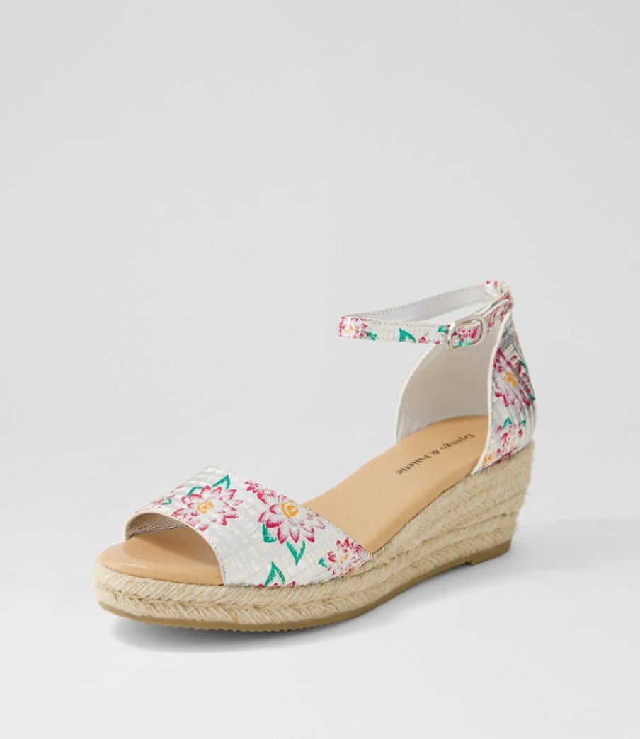 DJANGO & JULIETTE Skip Silver Fuchsia Leather Espadrilles | Espadrilles