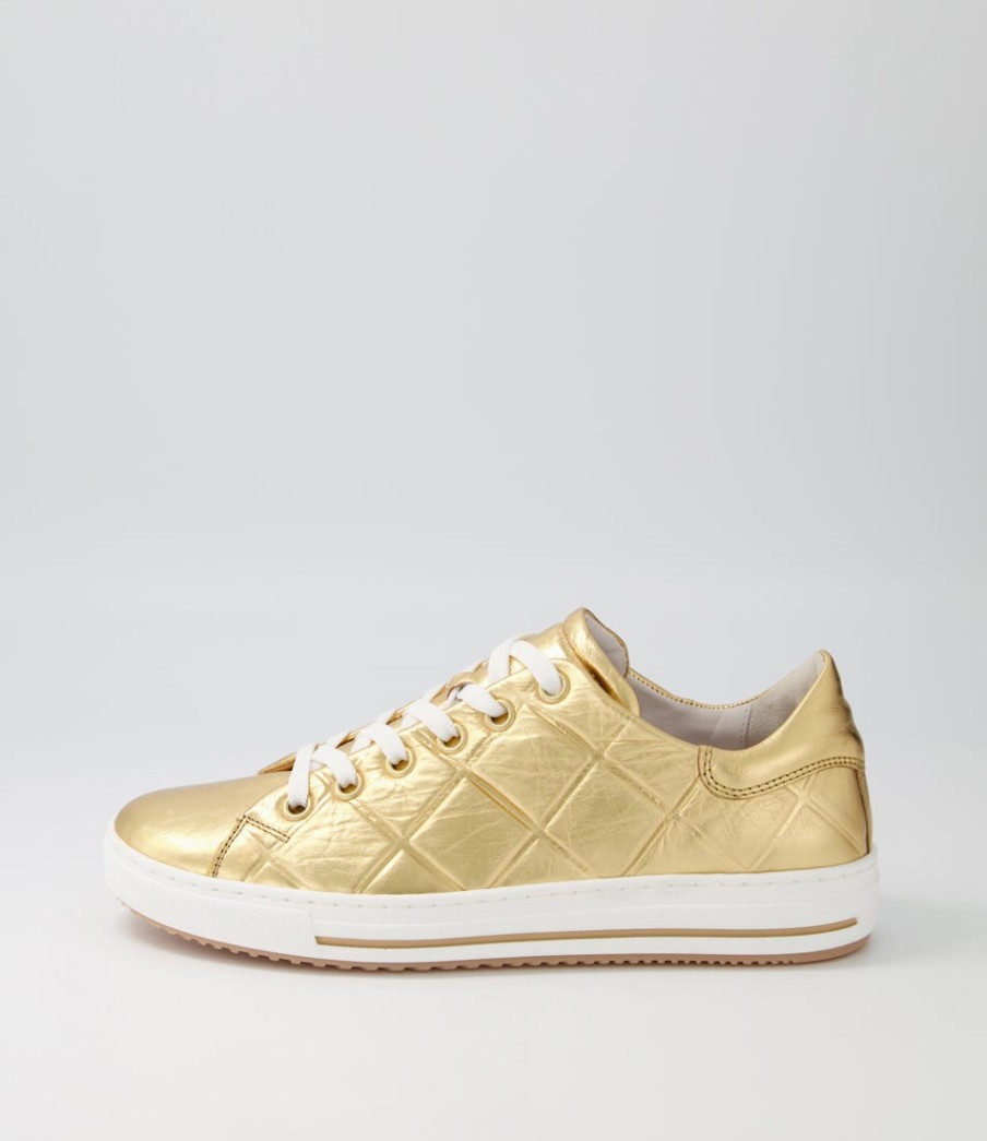 GABOR Nissy Gold Leather Sneakers | Comfort