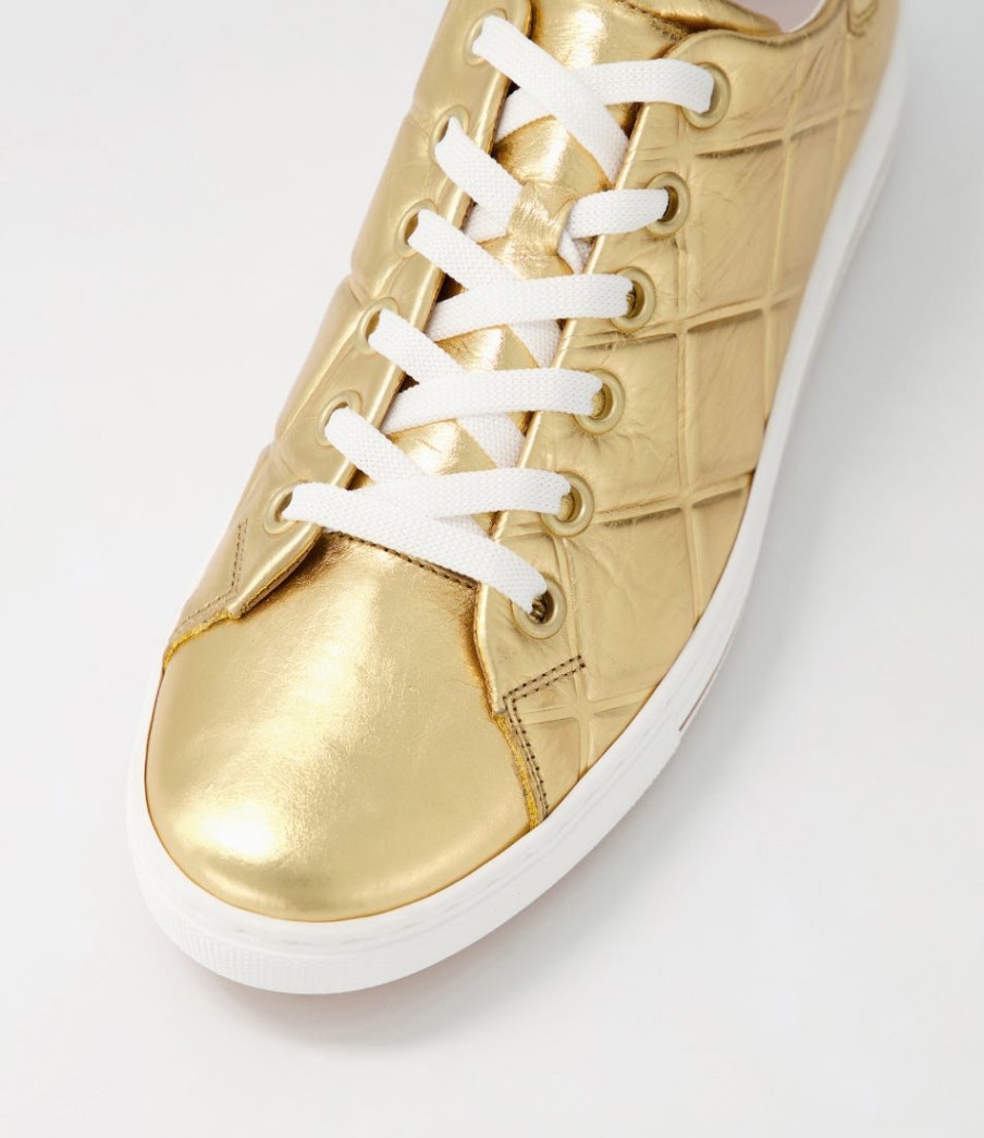 GABOR Nissy Gold Leather Sneakers | Comfort