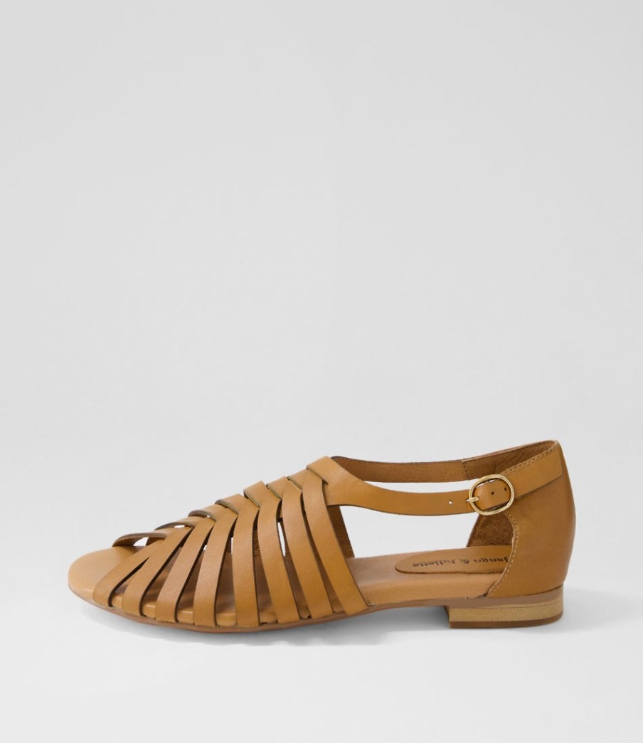 DJANGO & JULIETTE Pleva Tan Leather Sandals | Flats