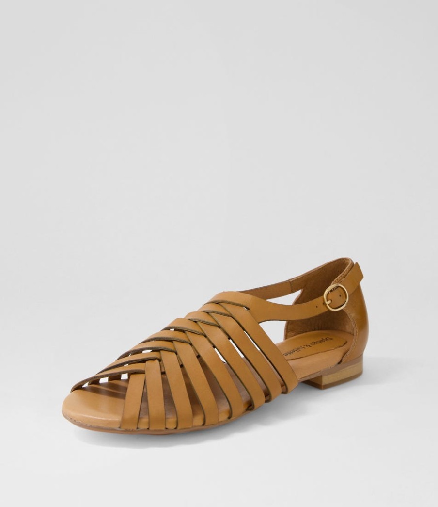 DJANGO & JULIETTE Pleva Tan Leather Sandals | Flats