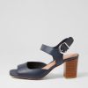 DJANGO & JULIETTE Preezy Navy Leather Sandals | Heels