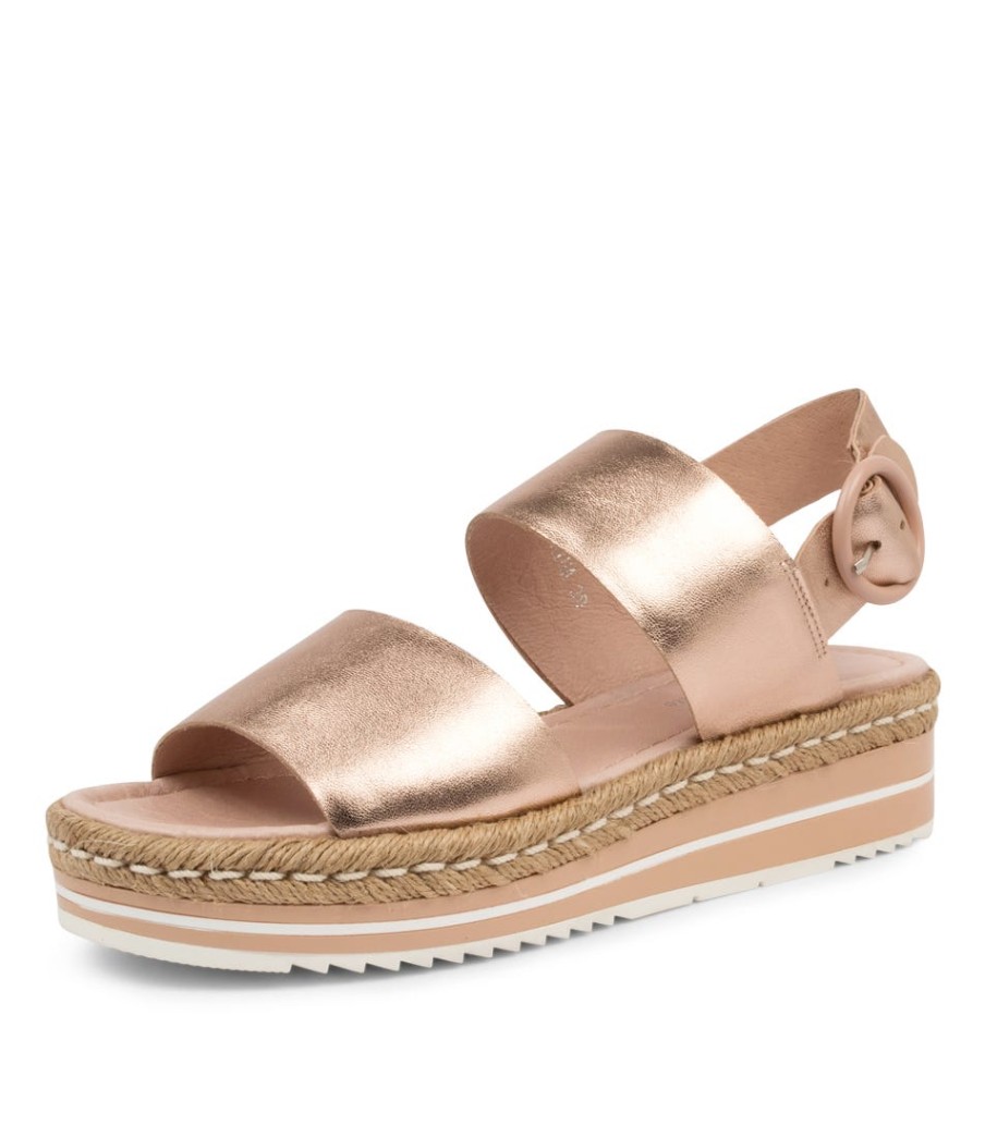 DJANGO & JULIETTE Atha Rose Gold Leather | Espadrilles