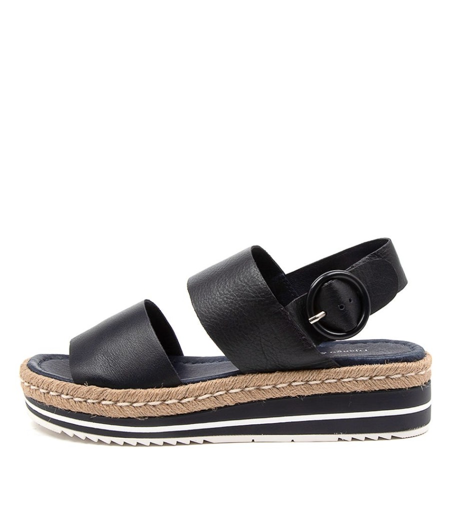 DJANGO & JULIETTE Atha Navy Leather | Espadrilles