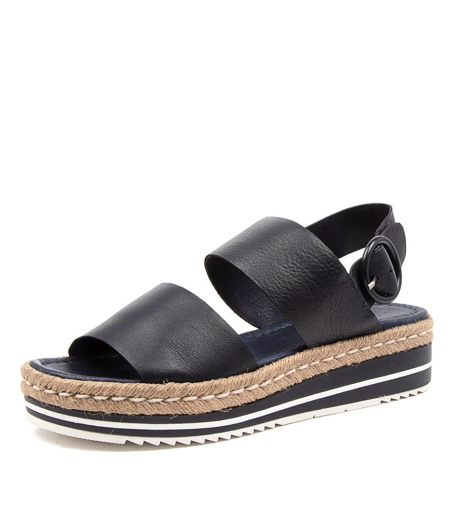 DJANGO & JULIETTE Atha Navy Leather | Espadrilles
