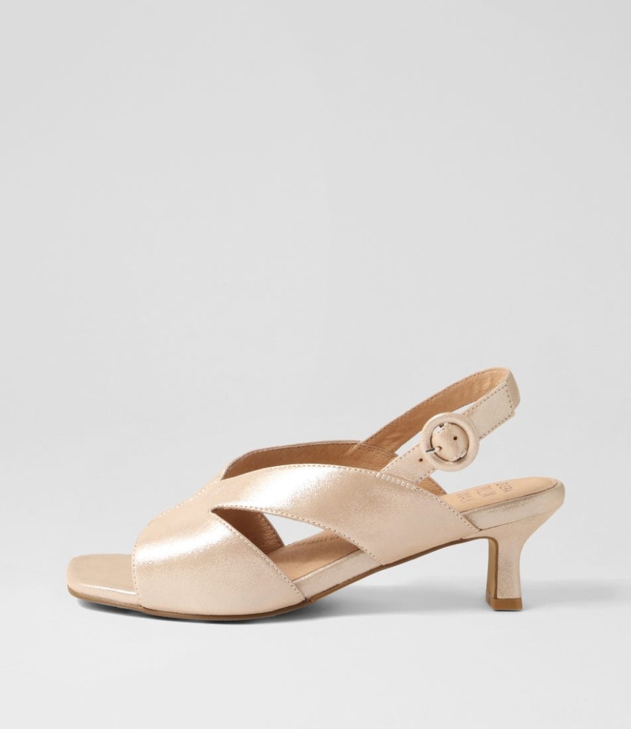 ZIERA Ivide Xw Nude Shimmer Leather Sandals | Heels