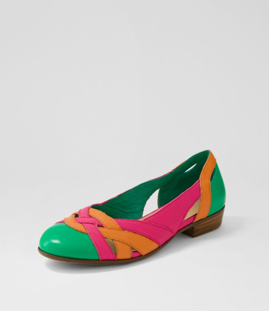 DJANGO & JULIETTE Doddo Bright Emerald Orange Multi Ballet Flats | Flats