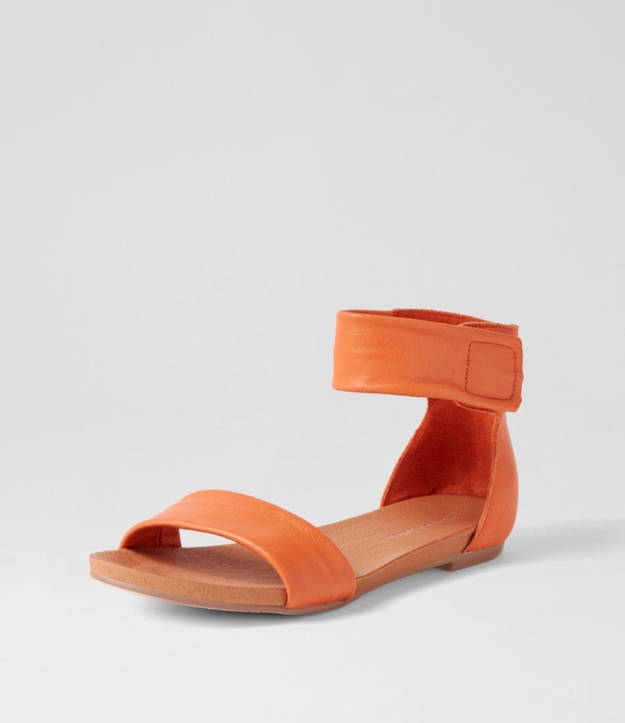 DJANGO & JULIETTE Juzz Bright Orange Leather Sandals | Flats