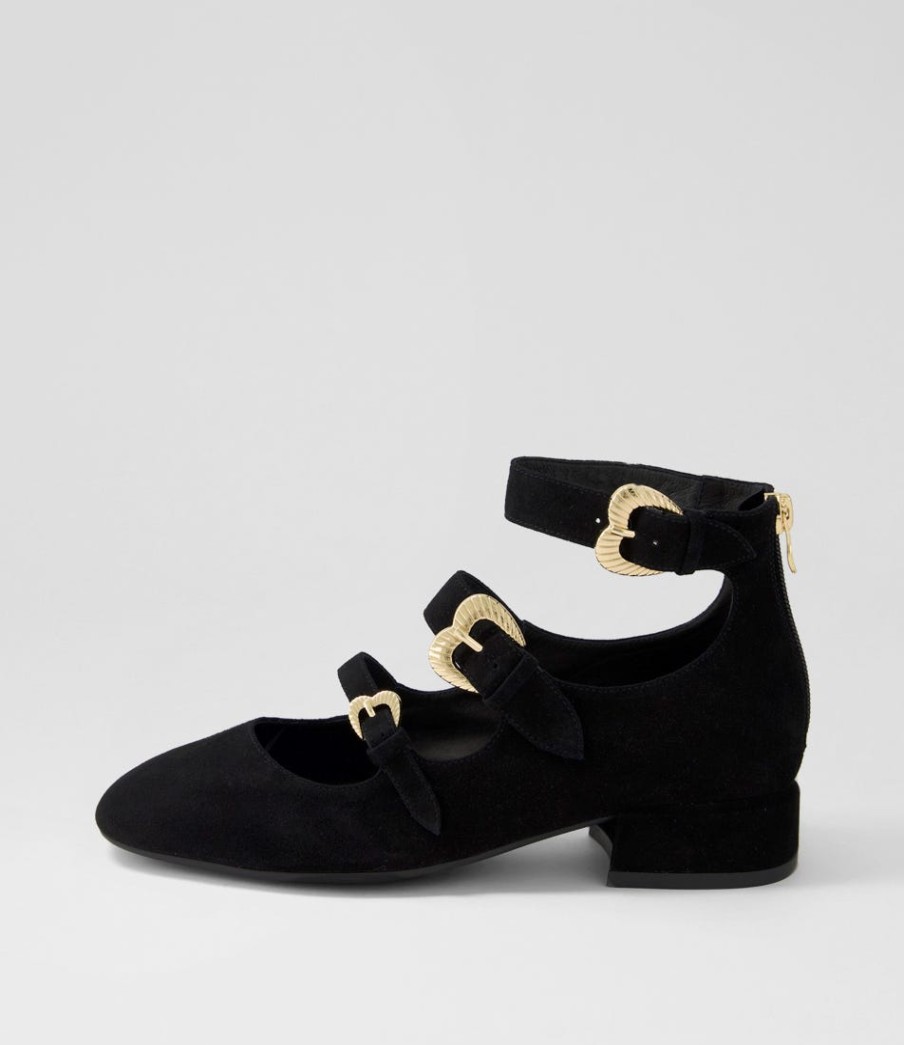 DJANGO & JULIETTE Voslo Black Suede Heels | Flats