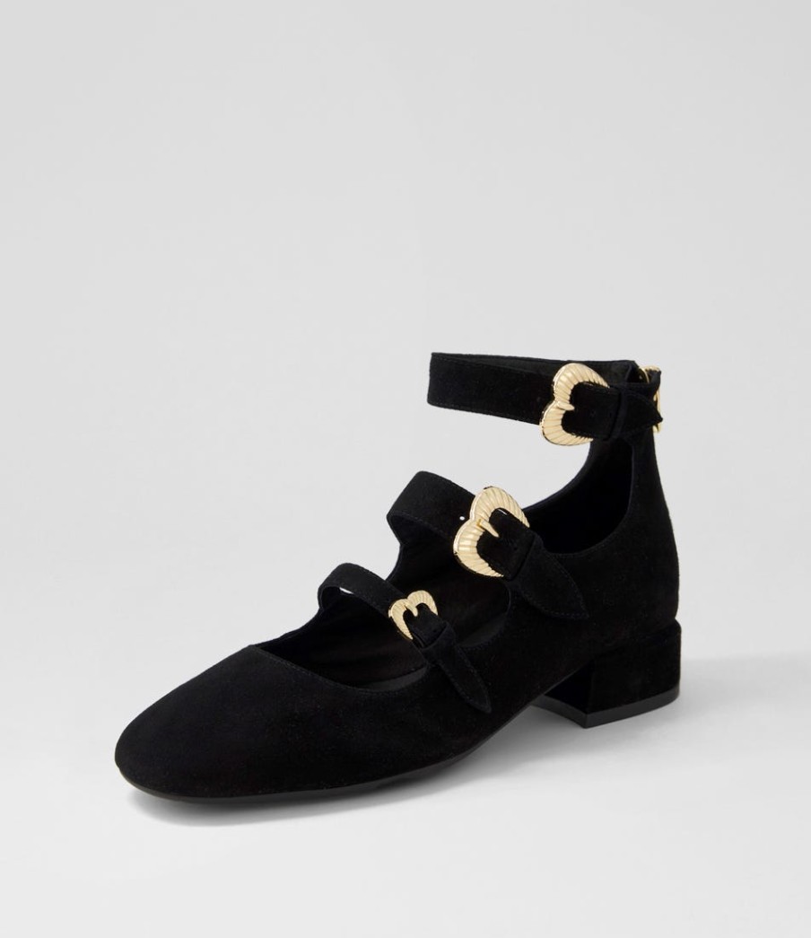 DJANGO & JULIETTE Voslo Black Suede Heels | Flats