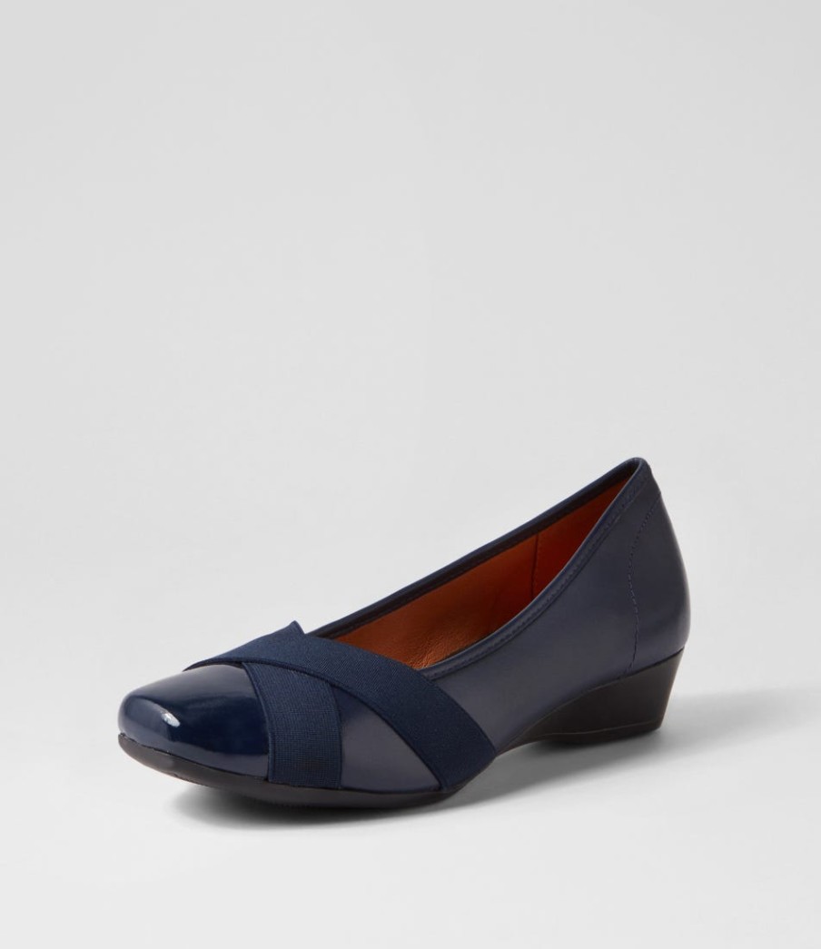 SUPERSOFT Randford Navy Patent Leather Heels | Loafers