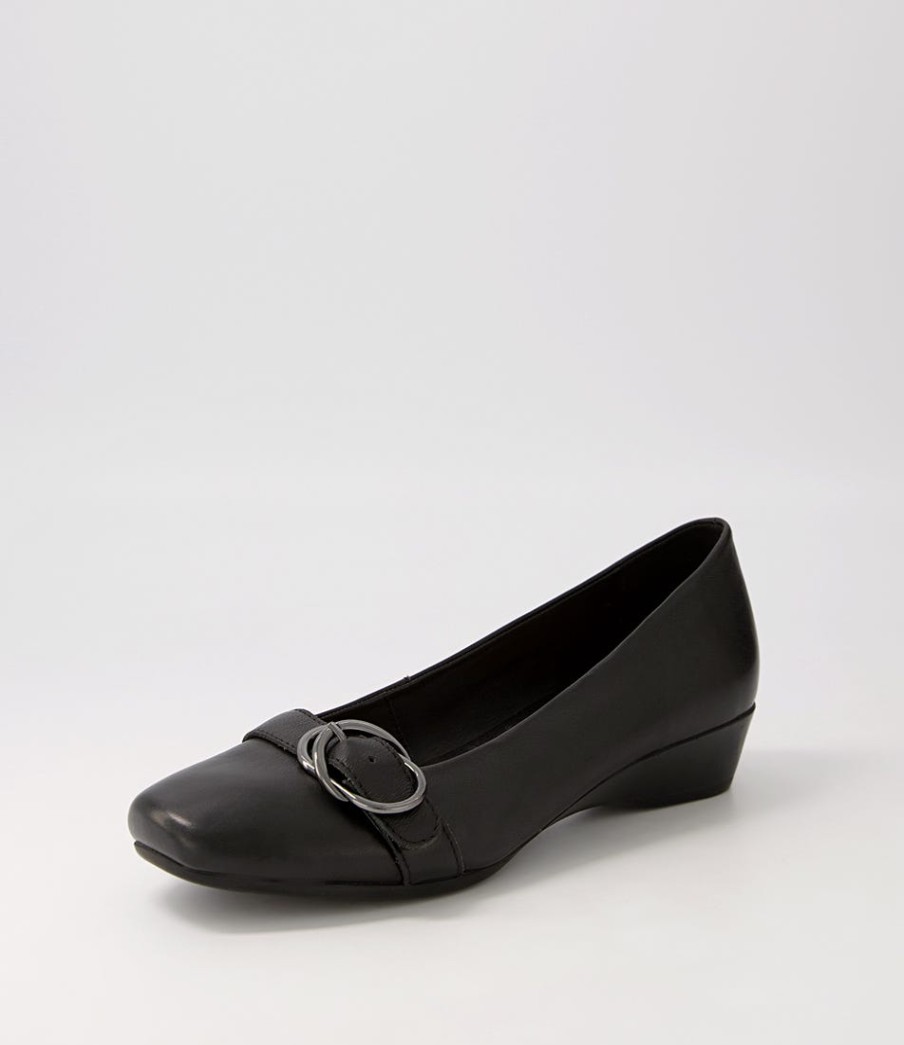SUPERSOFT Ryan Black Leather Heels | Comfort