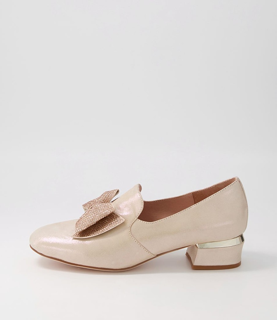 DJANGO & JULIETTE Grenada Blush Leather Jewels Heels | Loafers